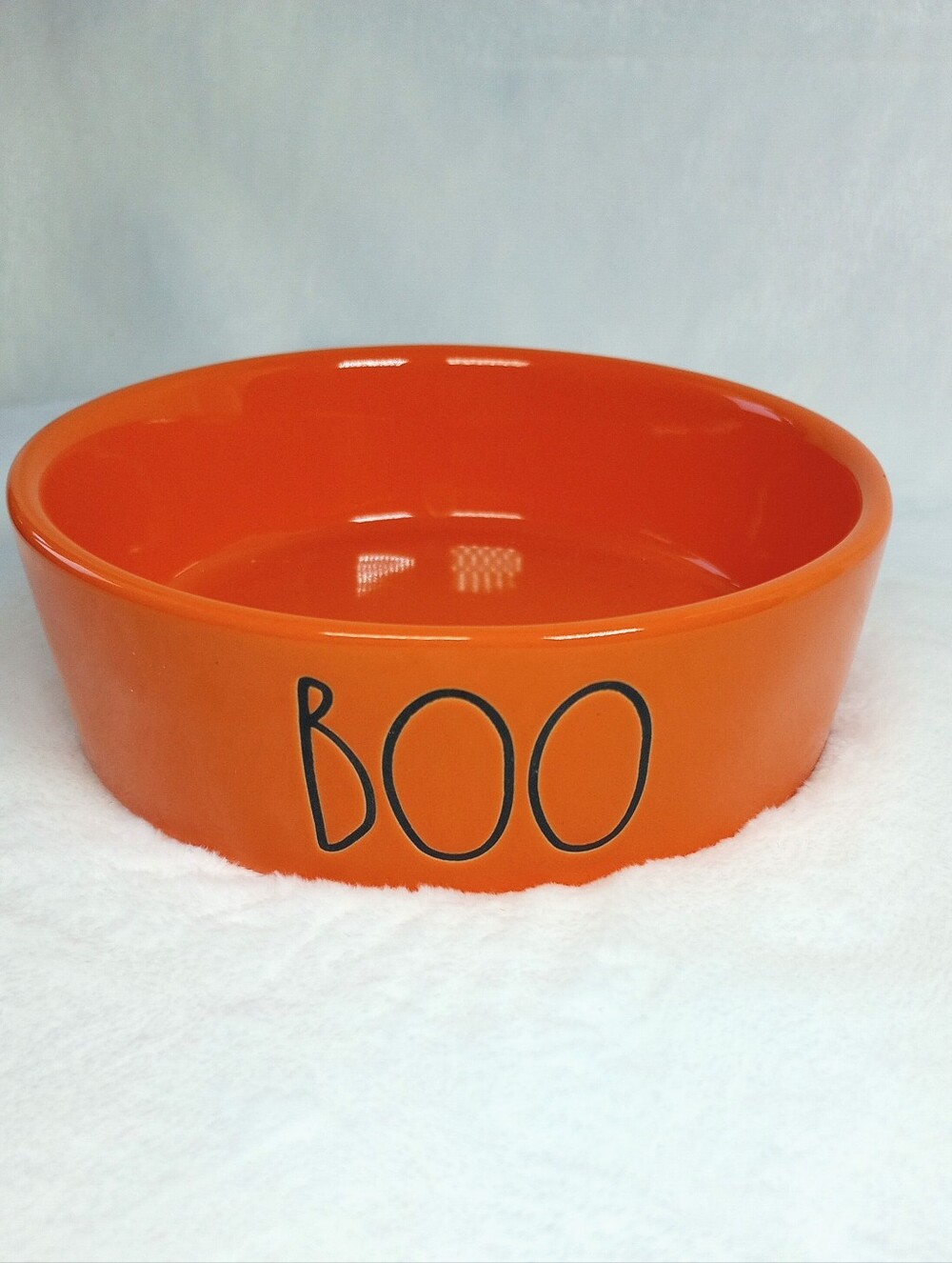 Rae Dunn Ceramic Festive Halloween Bowl BOO Pet Dish Artisan Collection Magenta